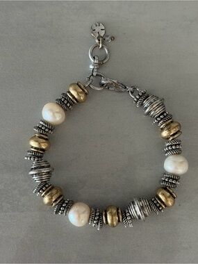 Pretty Lucky Brand Two-Tone, Silver/Goldtone Boho Chic Bracelet with Pearls
